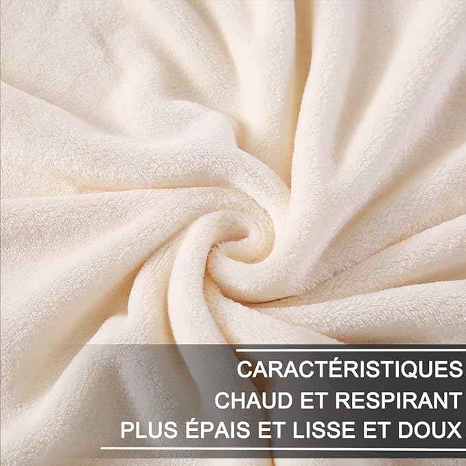 Soft Blanket Queen Size Fleece Warm Fuzzy Throw Blankets for The Bed Sofa Lightweight 90"*90"(Queen Ivory)