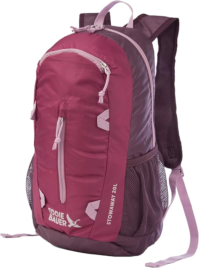 Eddie Bauer Stowaway Packable Backpack | Travel | Outdoor | Lightweight | Foldable | Durable | Ripstop Polyester | 20L - Port Red