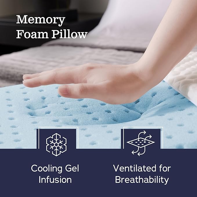 WEEKENDER Gel Memory Foam Pillow - King Size - 2-Pack - Medium Firm Feel - Neck & Shoulder Support - For Back & Side Sleepers - Home, Hotel, & Hospital Essentials