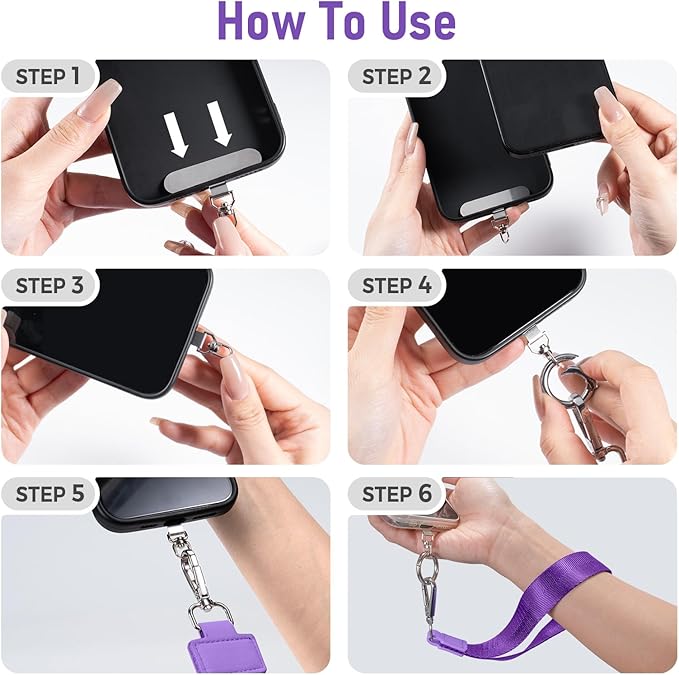 Tiostep Clip and Go Strap for Phone with Wallet Crossbody Phone Lanyard and Detachable Checkered Bag with ID Window and RFID Pouch for Daily Travel.