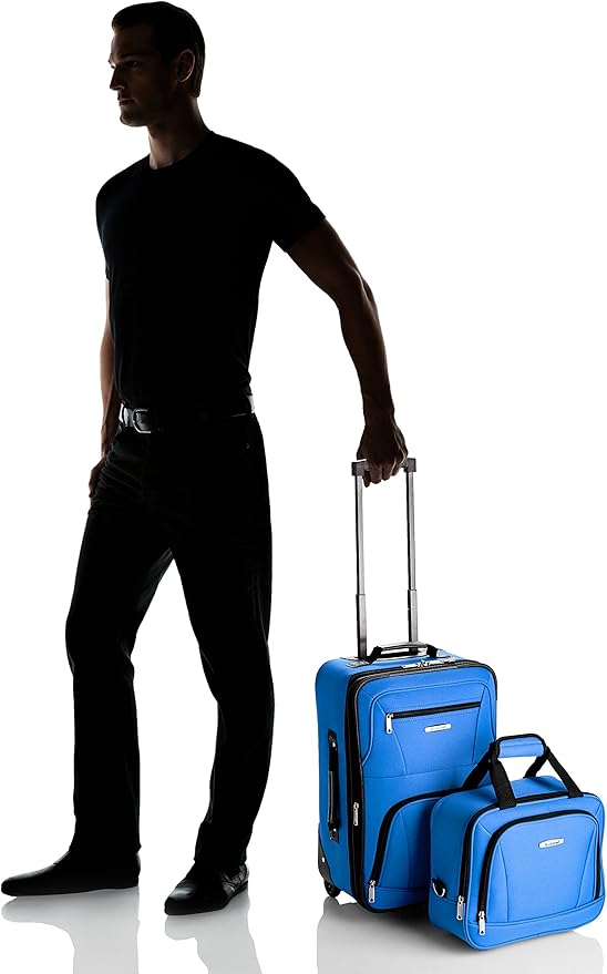 Rockland Fashion Softside Upright Luggage Set, Expandable, Blue, 2-Piece Set (14/19)