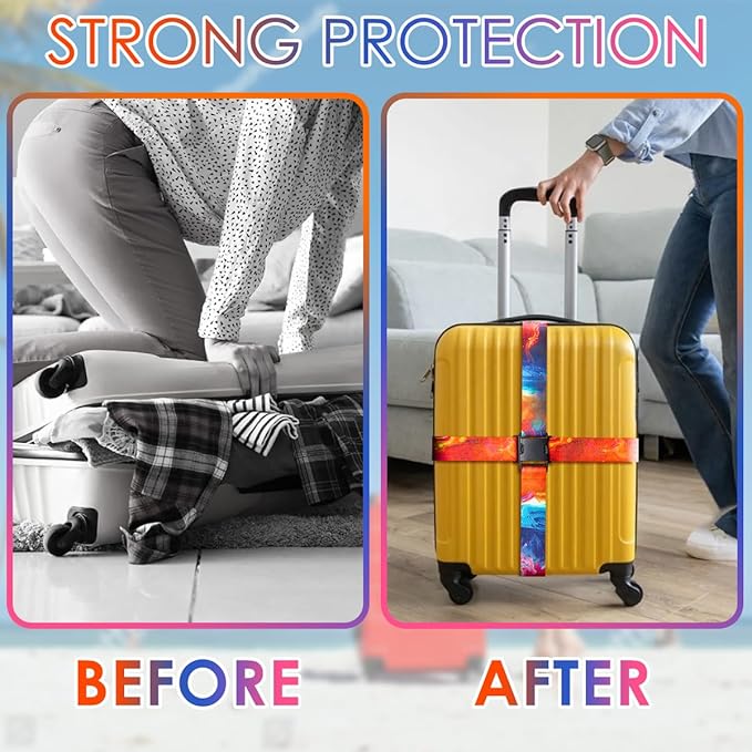 Gutsdoor Luggage Straps for Suitcases Adjustable Travel Belt, Connector Holds Suitcase Bright Colorful Identifiers Travel Bag Accessories (Sun Orange)