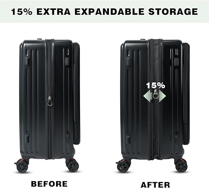 Checked Luggage with Spinner wheels, 24 inch luggage, Medium Suitcases with Wheels,Hard Shell Top-open Design Expandable Luggage
