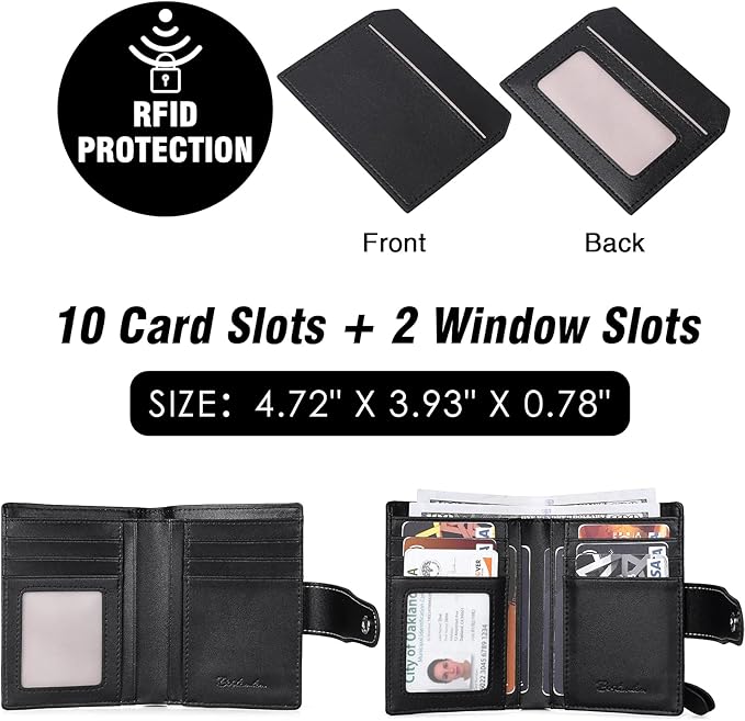 BOSTANTEN Women Leather Wallet RFID Blocking Small Bifold Zipper Pocket Wallet Card Case Purse with ID Window
