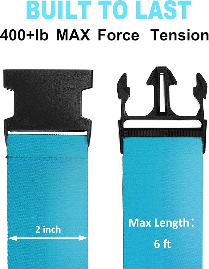 Luggage Straps for Suitcases TSA Approved Travel Belt 8 Pack by Chelmon (Sky Blue)