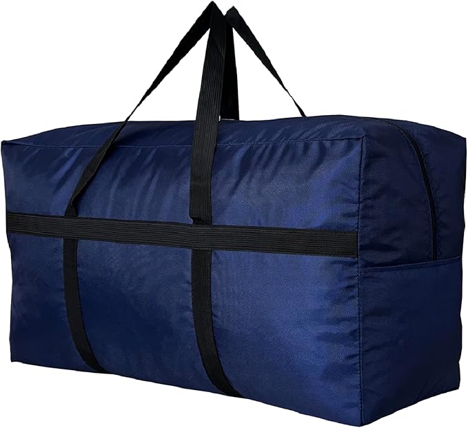 Extra Large Storage Duffle Bag with Zippers and Handles, Heavy Duty Blue Big Long Travel Bag -42x23x13.5Inch