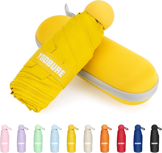Yoobure Travel Umbrella Portable Compact Umbrellas, Pocket Mini for Purse, Umbrellas for UV Sun & Rain Small for Backpack, Umbrella with Case Folding for Kids Women