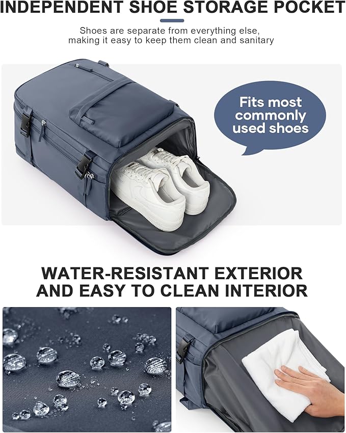VGCUB Carry on Travel Backpack for Women Men Large Laptop Gym Work Frontier Airlines Personal Item Bag Business Airport Lightweight Backpack Flight Approved Mochilas de Viaje Grey Blue