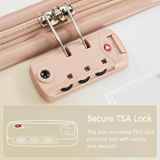 Merax 3 Piece ABS Hardshell Luggage Sets Spinner Wheel Suitcase TSA Lock Suit Case, Tan, 20/24/28 Inch