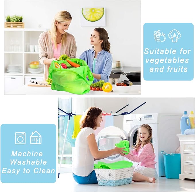 Large Reusable Bags Shopping Washable Foldable 6 Pack Grocery Bags Heavy Duty Lightweight Folding Gift Tote Bag Durable Polyester Color