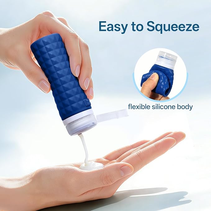 Travel Bottles for Toiletries, TSA Approved Travel Size Containers, Leak Proof Silicone Shampoo Bottles, Small Toiletry Containers with Bag for Shampoo Conditioner Lotion
