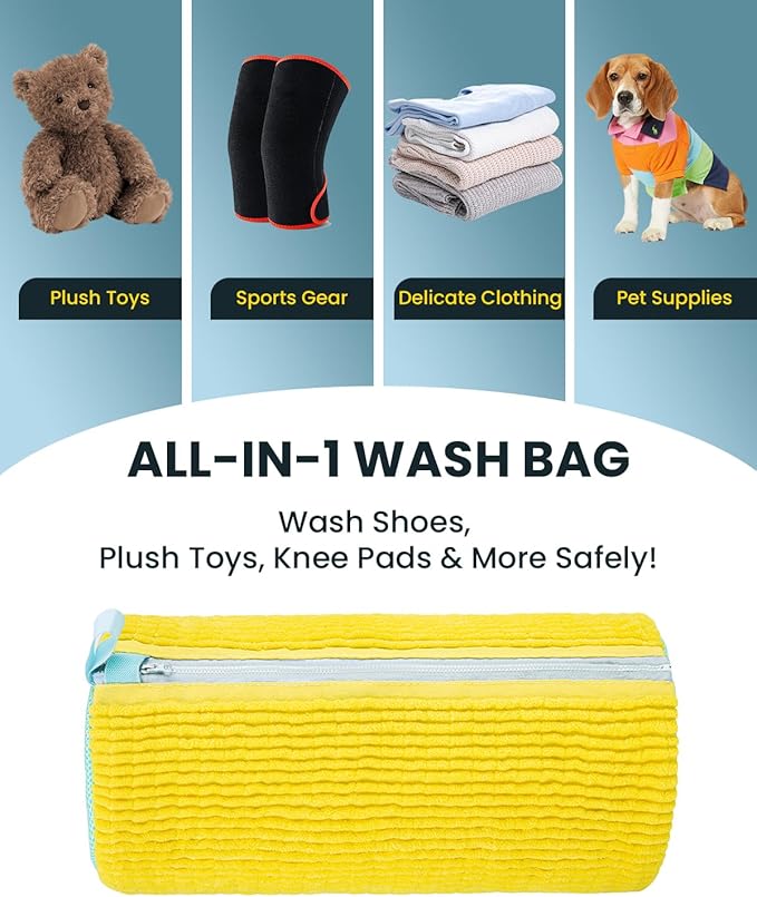 Shoe Washing Machine Bag: 2 Pack Reusable Shoes Cleaning Bags, Heavy Duty Shoe Laundry Bag for Washer & Dryer, 360° Deep Clean for Sneakers Tennis Shoes
