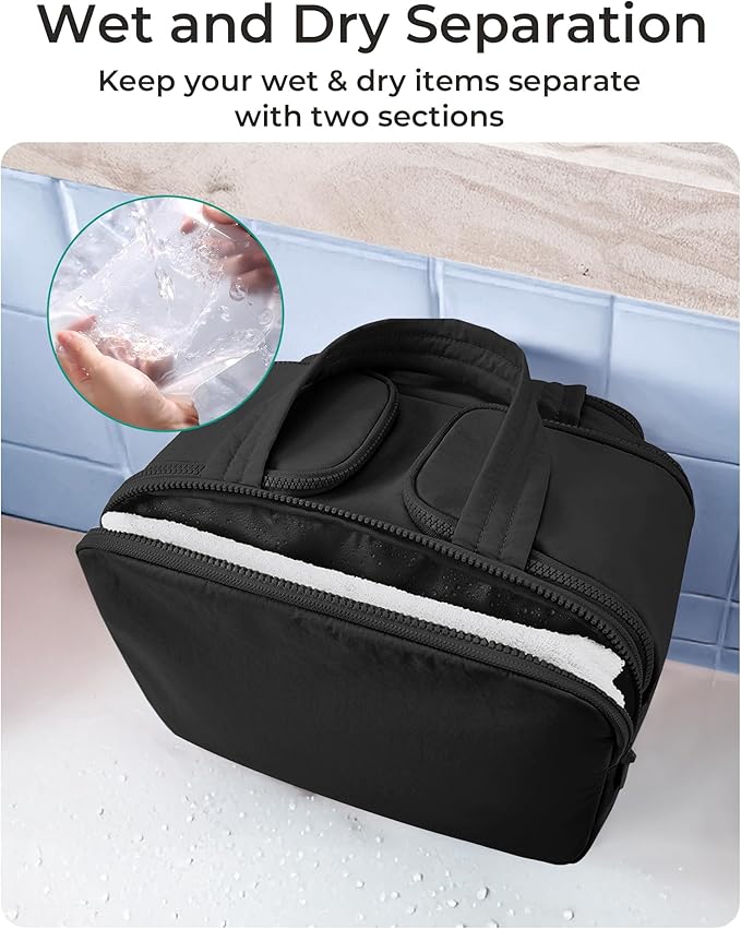 BAGSMART Travel Toiletry Bag, Puffy Toiletry Bag for Women, Wide-open toiletry bags for traveling, Large Travel Cosmetic Makeup Bag Organizer for Accessories,Toiletrie (Dark Purple)