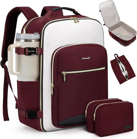 LOVEVOOK Large Travel Backpack for Women & Men, 40L Carry on Backpack for Airplanes, TSA Personal Item Travel Bag fits 17" Laptop, Waterproof Travel Essentials Airline Approved with 3 Packing Cubes