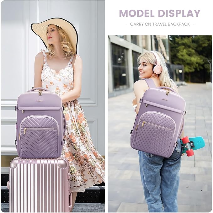 LOVEVOOK Large Travel Backpack for Women, TSA Carry on Backpack for Airplanes, 40L Personal Item Travel Bag fits 17" Laptop, Waterproof Carry on Bag Flight Approved with 4 Packing Cubes