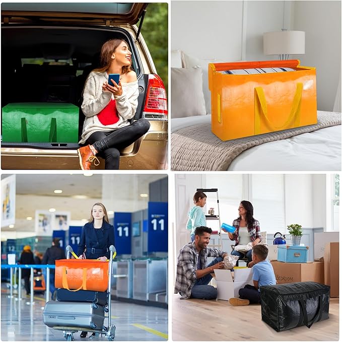 BALEINE 4-Pack Oversized Moving Bags with Reinforced Handles, Heavy-Duty Storage Tote for Clothes, Moving Supplies (Orangel, 4-Pack)