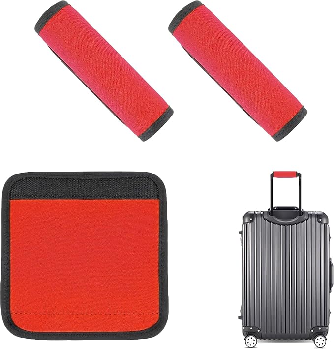 2 Pack Luggage Handle Wraps, Soft Handle Covers for Suitcase, Handle Wrap for Carry On/Bag, Travel Accessories for Luggage (Red)