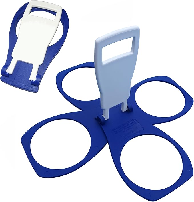 CarryAround Fold Away Cup Carrier/Caddy [Made in UK] (Blue) Take-Out Coffee Soft Drink Pint Beer Beverage Holder, Sturdy Reusable Pocket Size, Festival Sports Gigs - Easy & Safe 2,3,4 Cups