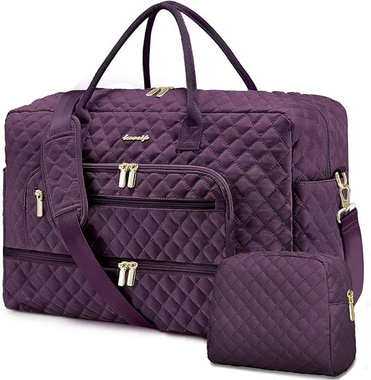 Travel Duffle Bag Weekender for Women - 38L Carry-On Overnight Personal Item Bag with Shoe Compartment & Wet Pocket Weekend Tote Bags with Toiletry Hospital Bags for Labor and Delivery