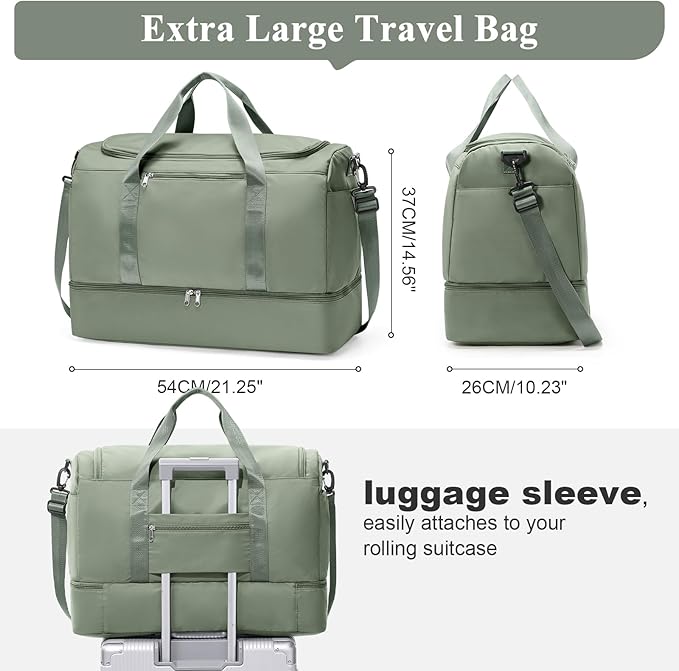 Travel Duffle Bag with Shoe Compartment, XL Weekender Bags for Women, Carry On Overnight Bags for Gym Sports & Business Trips, Water-Resistant Hospital Bag for Labor and Delivery