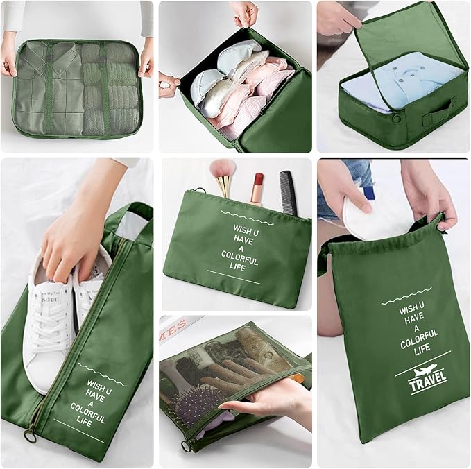 Packing Cubes for Travel-10 Set Luggage Organizer Bags for Family, Mesh Breathable Packing Cubes for Suitcases Durable Travel Essentials Bags Set