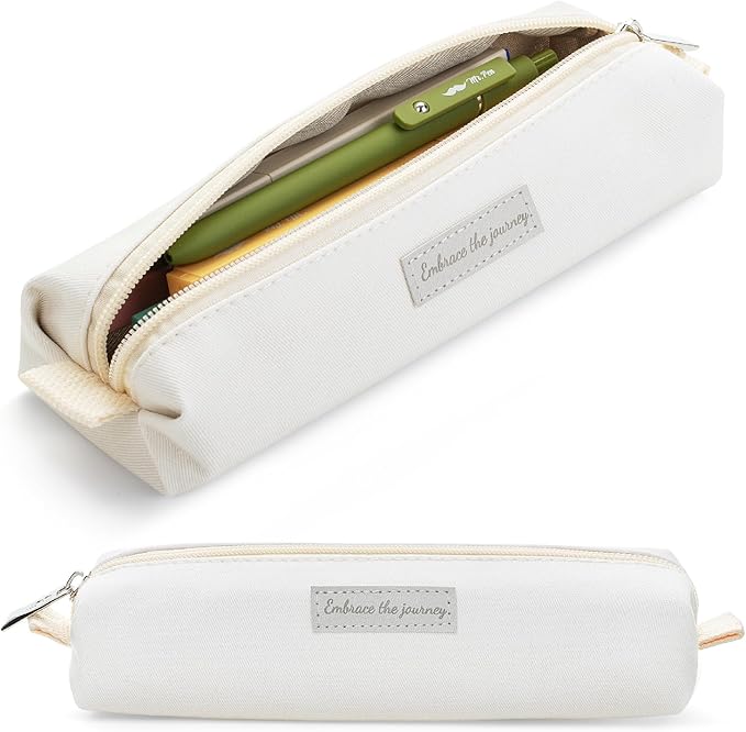 Mr. Pen- Cute Pencil Case Pouch, Cream Color, Multipurpose Canvas Bible Pencil Pouch