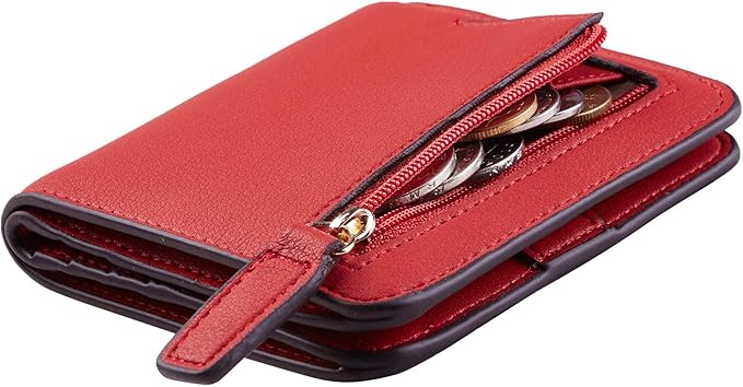 Toughergun Women’s Small Slim Leather Wallet with RFID Protection, Compact Bifold Mini Purse with Clear ID Window