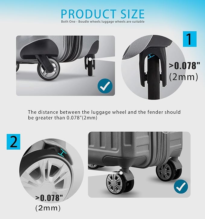 8 pack Luggage Wheel Covers,Adhesive Silicone Silent luggage wheel suitcase wheel covers protector covers Cover for Carry-on Luggage 2-2.6 inches (BLACK)