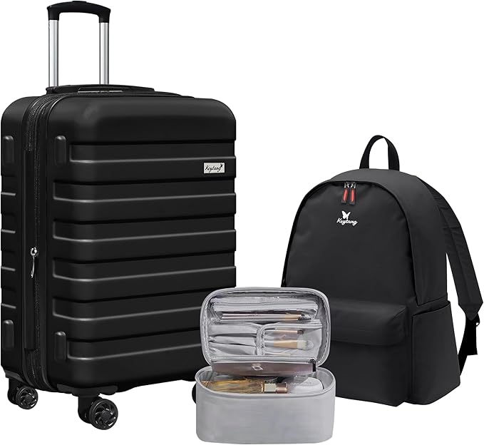 Zebra 20" Expandable Carry-On, Lightweight Hardshell Suitcase with Spinner Wheels, Black