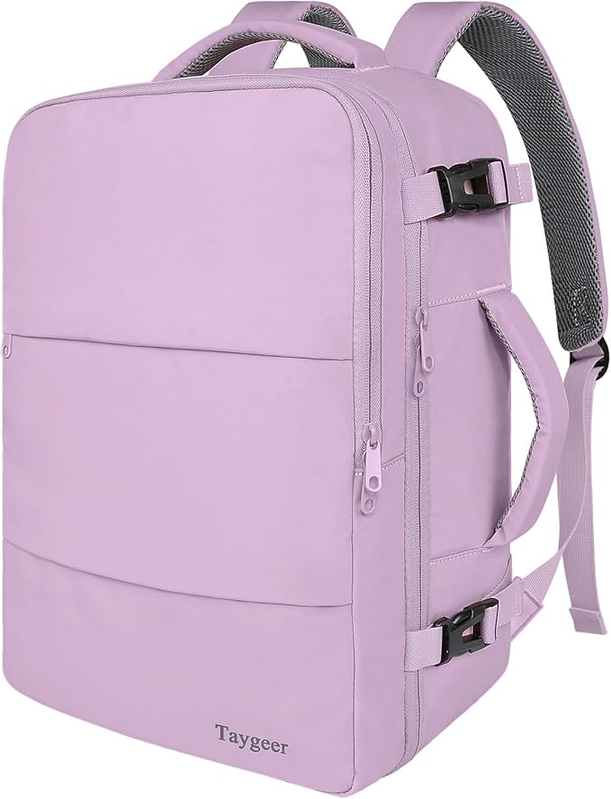 Taygeer Large Backpack for Women Travel Bag, Luggage Backpack for College Women with 15.6inch Laptop Compartment & Shoe Pouch, Carryon Bag for Airplane Business Travel Essentials, Orchid Purple