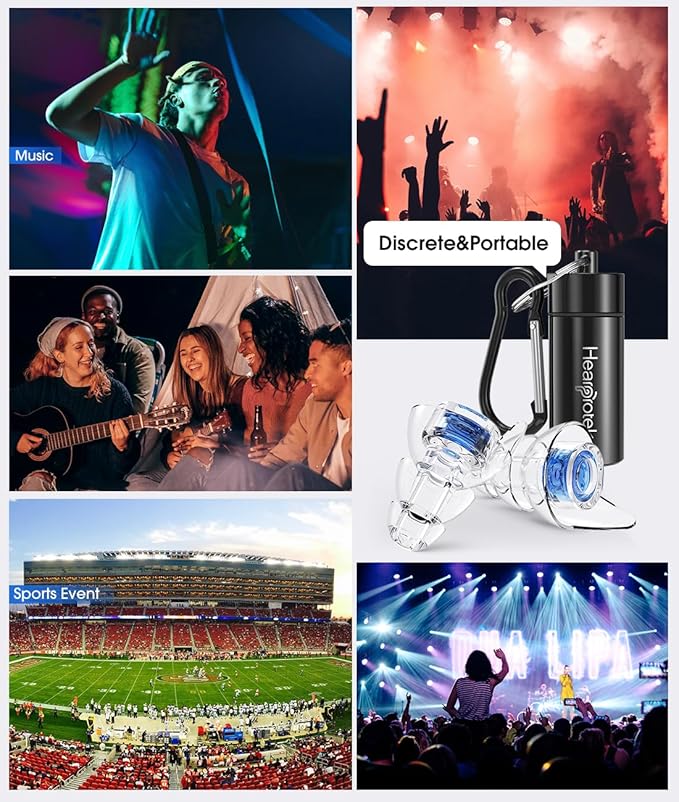 Hearprotek Concert Ear Plugs, 2Pairs Reusable high Fidelity Musician Ear Plugs for Concerts Loud Music-Noise Reduction Ear Protection earplugs for Rave,Festival,Music,Tinnitus Relief