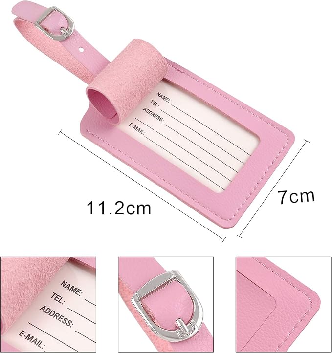 Luggage Tags, Leather Personalized Suitcase Tag Set Luggage id Tags Labels Travel Accessories-Set of 4