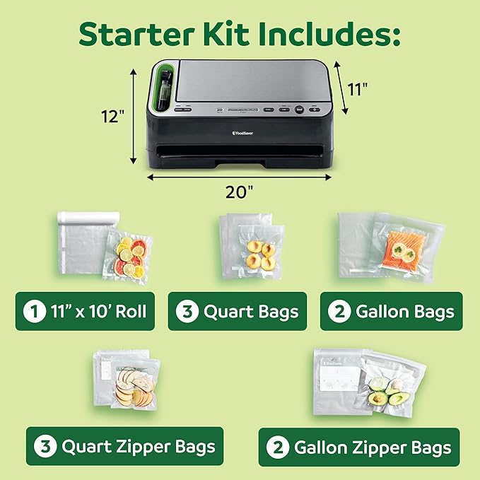 FoodSaver V4400 2-in-1 Vacuum Sealer Machine with Automatic Vacuum Sealer Bag Detection and Starter Kit