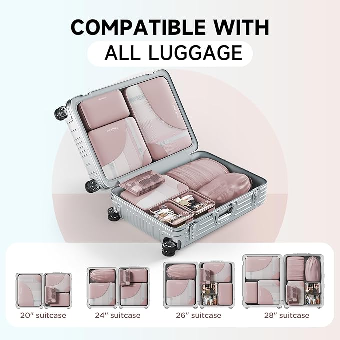 11 Set Packing Cubes for Travel,Gifts for Women Mom Kids, TSA Approved Bags for Makeup,Cosmetic,Toiletry, Suitcase Organizers for Checked Luggage,Cruise Essentials,Airplane Accessories,Light Coral Red