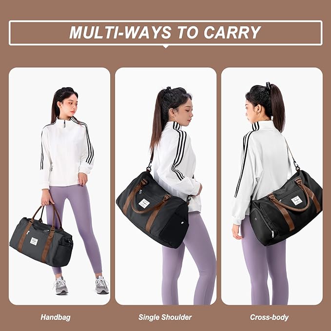 Weekender Duffel Bags for Women & Men - Airplane Travel Totes with Wet Pocket & Shoe Compartment - Labor & Delivery Hospital Bag