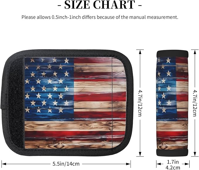 Vintage US Flag Handle Wrap Set of 2, Soft Handle Grip for Women Men Travel Luggage Outdoor Bag Markers Decor
