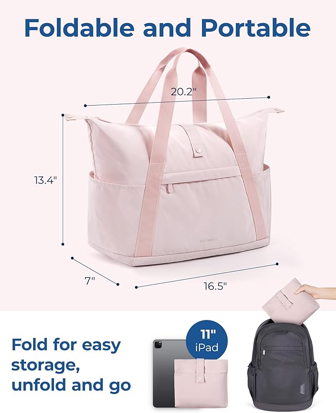 BAGSMART Personal Item Travel Bag For Spirit Airlines, 23L Lightweight Gym Bag for Women Foldable Duffle Bag Weekender Overnight Bag for Travel, Gym