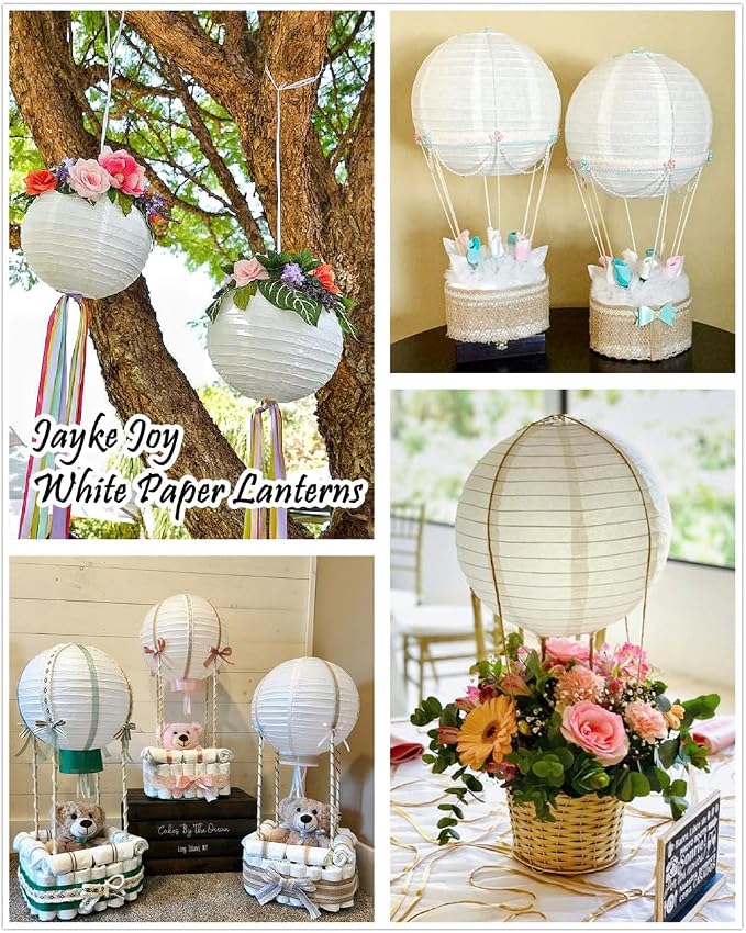 15pcs White Paper Lanterns for Outdoor Indoor Party Decoration (10 inch)