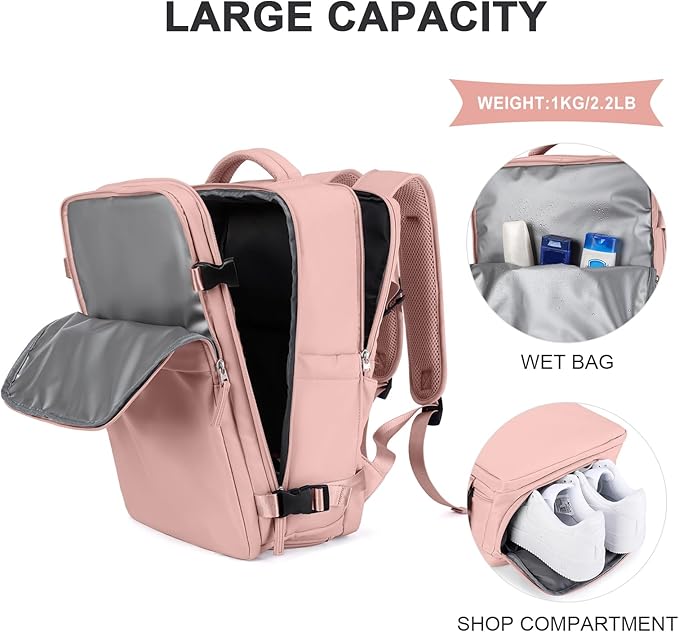 coowoz Travel Backpack For Women Men Airline Approved,Carry On Backpack,Large Hiking Backpack Waterproof Outdoor Sports Rucksack Casual Daypack Fit 15.6 Inch Laptop Backpack College Backpack