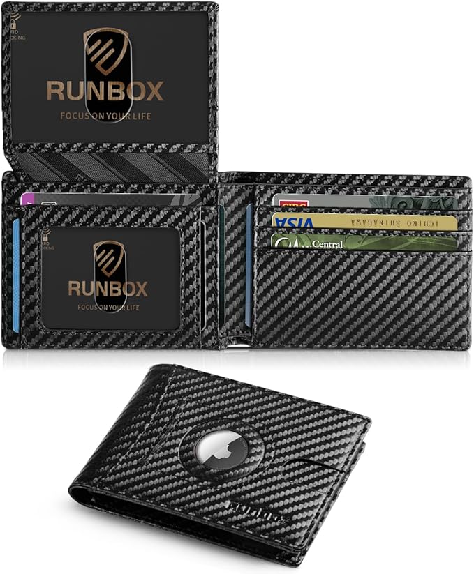 RUNBOX Wallet for Men Slim Rfid Leather 2 ID Window With Gift Box | Slim, Rfid, 2 ID Window, With Gift Box, Slim, Rfid