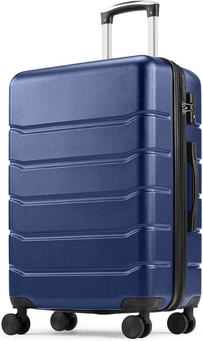 Sweetcrispy 25IN Carry on Luggage, Expandable Hard Shell ABS Suitcase with 360° Swivel Wheels, TSA Lock, Lightweight, Navy Blue