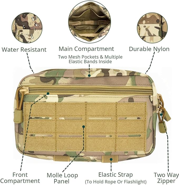 Tactical Molle Pouch, Multi-Purpose EDC Admin Pouch Utility Gadget Gear Backpack Military Waist Bag for Outdoor, Hunting, Traveling, Hiking