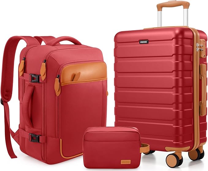 Luggage Sets 3 Piece, 20 Inch Hardshell Carry On Luggage 22x14x9 Airline Approved, Suitcase with TSA Locks & YKK Zippers, Carry On Suitcase with Wheels for Men & Women Travel