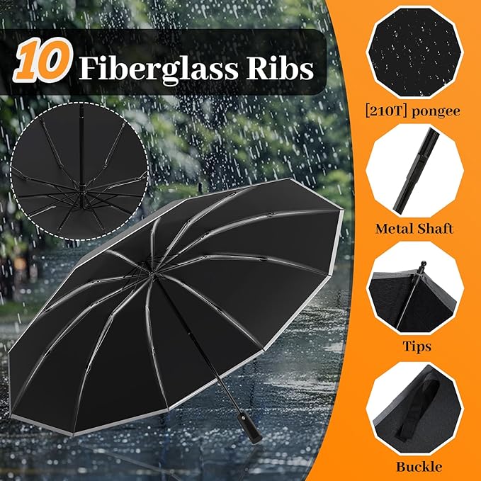 ExploreBliss Travel Umbrella Superior, Beautiful & Compact, Large Strong but Light Portable and Automatic Folding Rain Umbrella, Premium Grip, Fits Car & Backpack