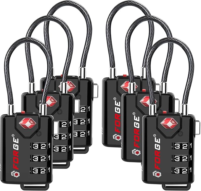 Open Alert TSA Approved Luggage Locks, 6 Pack, Easy Read Dials with Alloy Body.