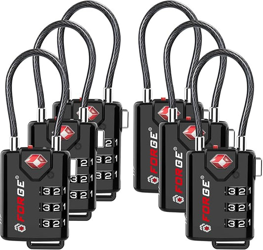 Open Alert TSA Approved Luggage Locks, 6 Pack, Easy Read Dials with Alloy Body.