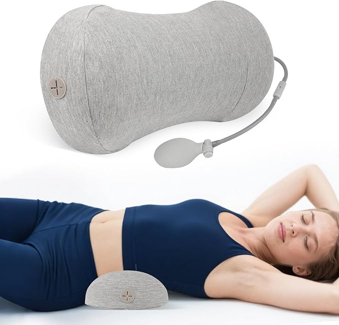 Inflatable Blow up Lumbar Support Pillow for Bed - Memory Foam Lower Back Pillow for Sleeping in Bed - Back Pain Relief While Sleep