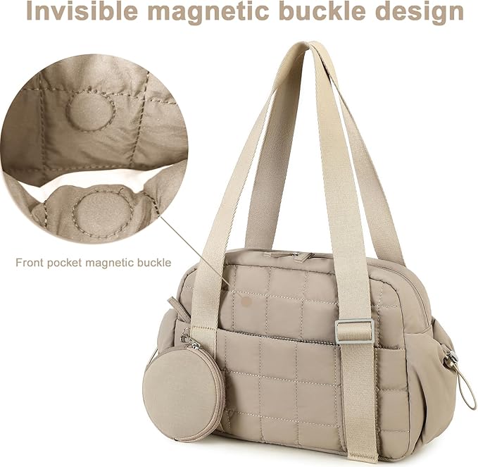 CAMTOP Mini Gym Bag for Women, Small Gym Tote Bag Puffy Quilted Sports Duffel Bag with Wet Compartment and Coin Purse Duffel Bags Dance Yoga Workout Bag for Gifts