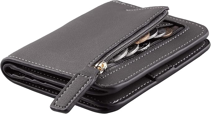 Toughergun Women’s Small Slim Leather Wallet with RFID Protection, Compact Bifold Mini Purse with Clear ID Window