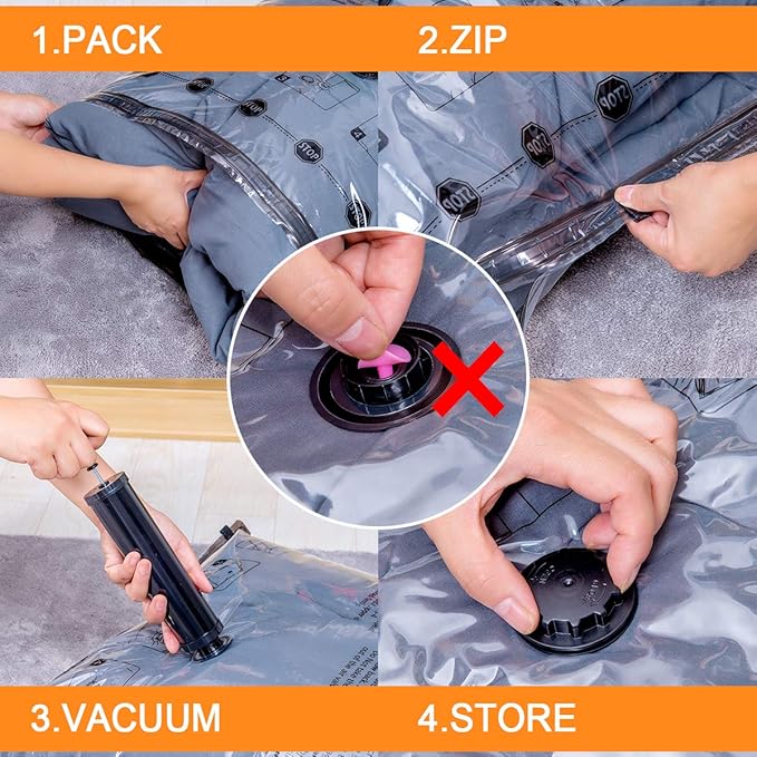 GONGSHI Vacuum Storage Bags, Space Saver Bags for Clothing,Blankets,Comforters, Pillows, Clothes,Travel,12 Combo